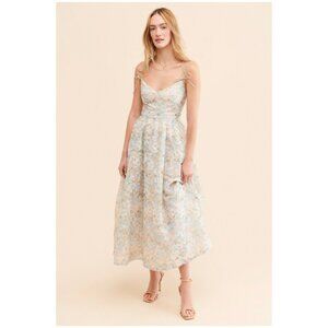 En Saison Tosca Floral Midi Dress - Peach Blue - L - NWT